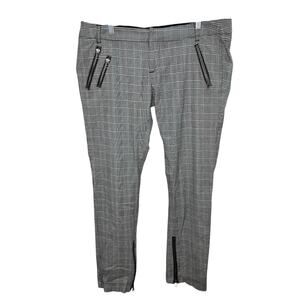 Ben Sherman Black & White Checkered Front Zipper Pockets Women's Slim Fit Pants